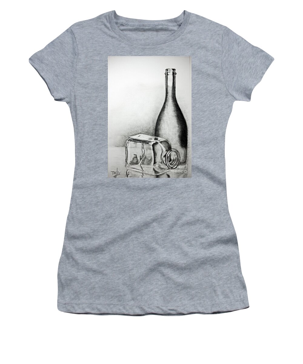 Glass Women's T-Shirt featuring the drawing Reflections by Terri Mills