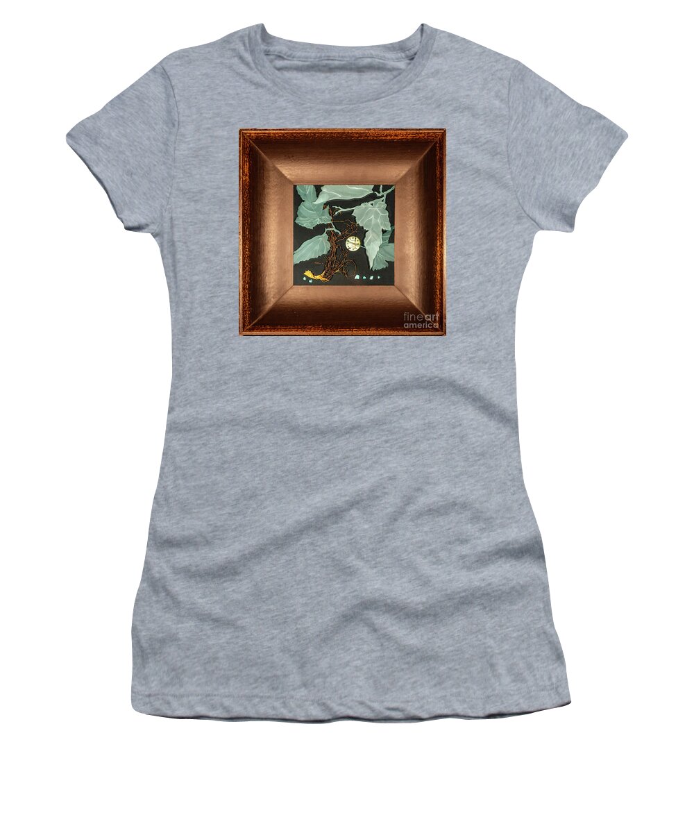 Leaves Women's T-Shirt featuring the glass art Remembrance IV with Frame by Alone Larsen