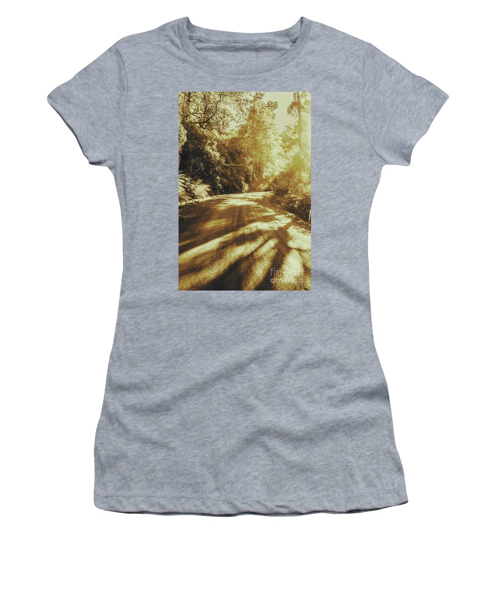 Rainforest Women's T-Shirt featuring the photograph Retro rainforest road by Jorgo Photography