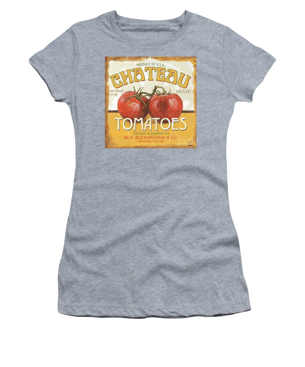 Food Women's T-Shirt featuring the painting Retro Veggie Labels 4 by Debbie DeWitt