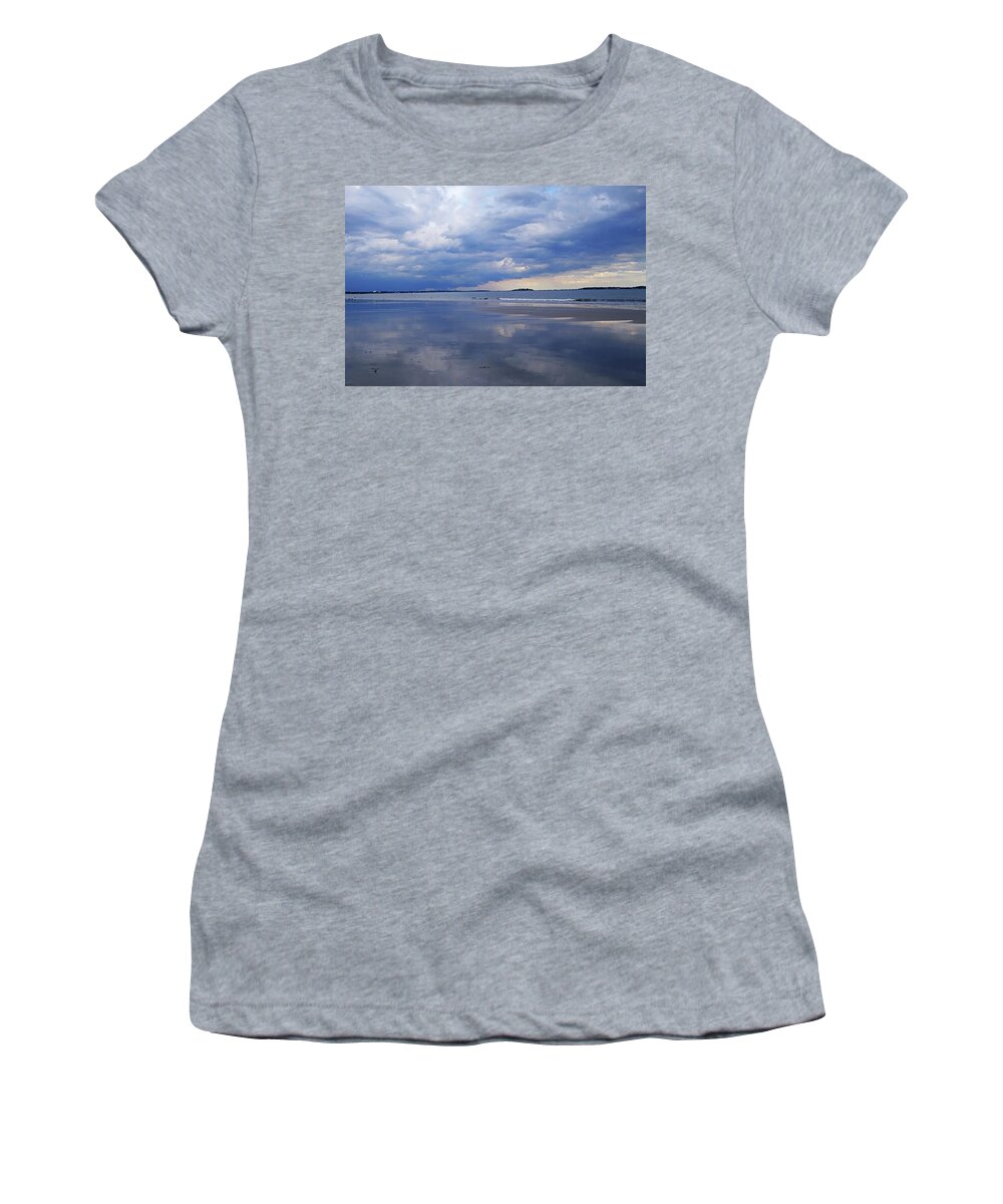 Revere Women's T-Shirt featuring the photograph Revere MA Storrmy Weather Revere Beach by Toby McGuire