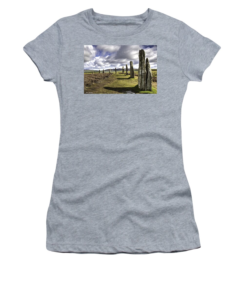Ring Of Brodgar Women's T-Shirt featuring the photograph Ring of Brodgar by Fran Gallogly