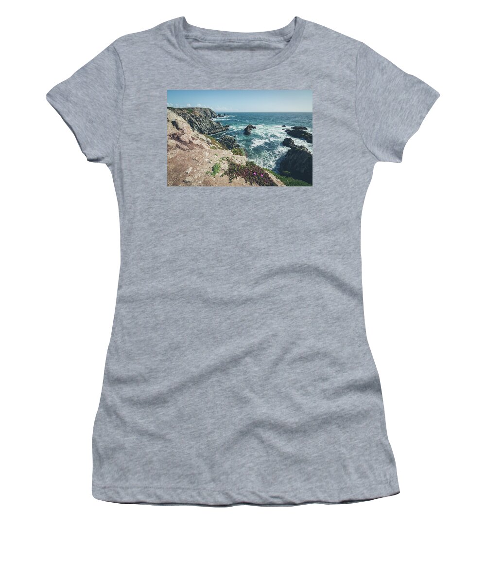 Landscape Women's T-Shirt featuring the photograph Rising Cliffs at Bodega Head by Margaret Pitcher