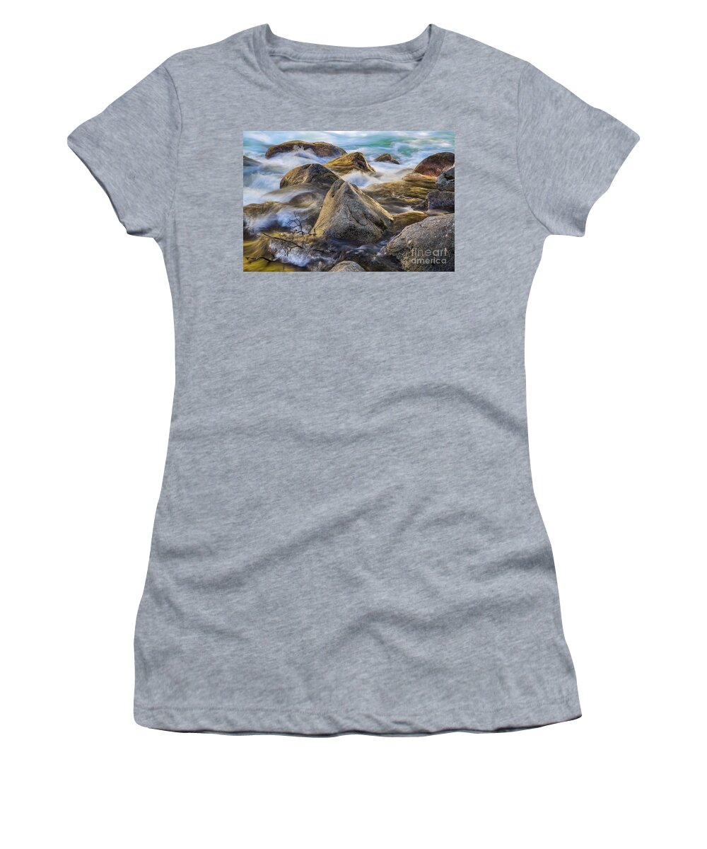 Turbulent Waters Women's T-Shirt featuring the photograph Riverbank by Anthony Michael Bonafede