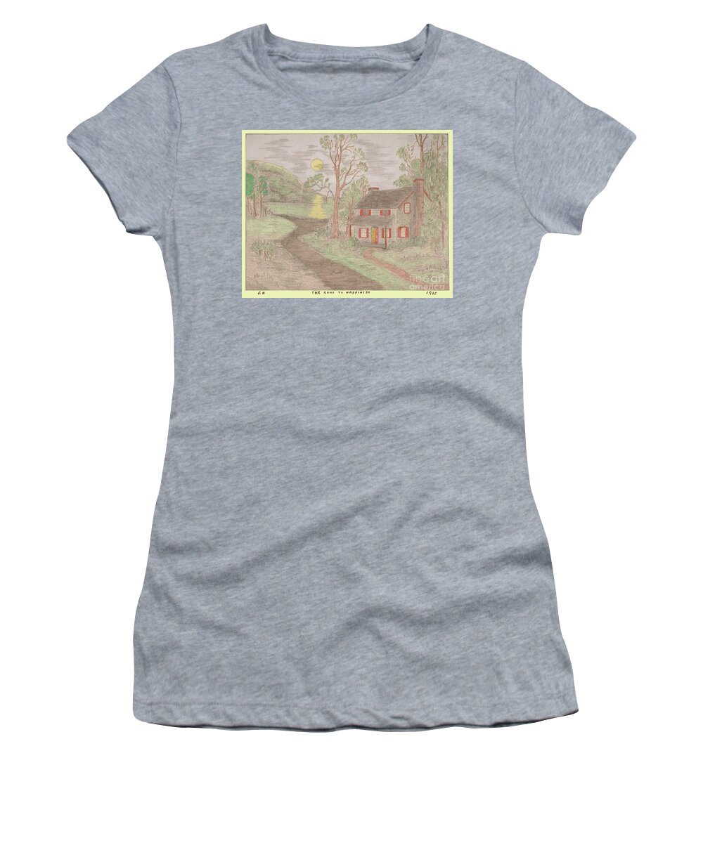 Elna Brodie Women's T-Shirt featuring the drawing Road to Happiness by Donna L Munro