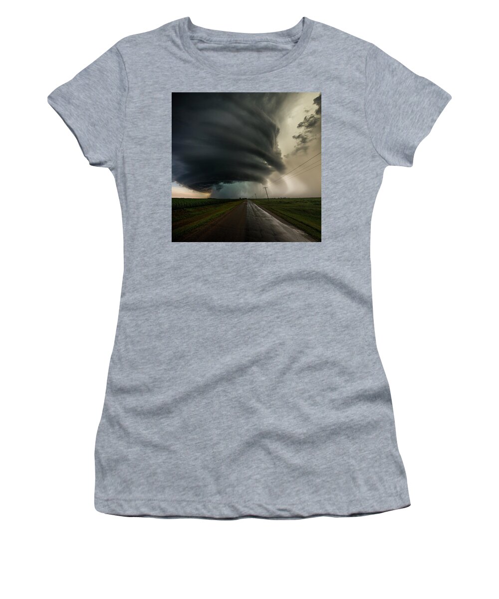 Landscape Women's T-Shirt featuring the photograph Road to Mesocyclone by Aaron J Groen