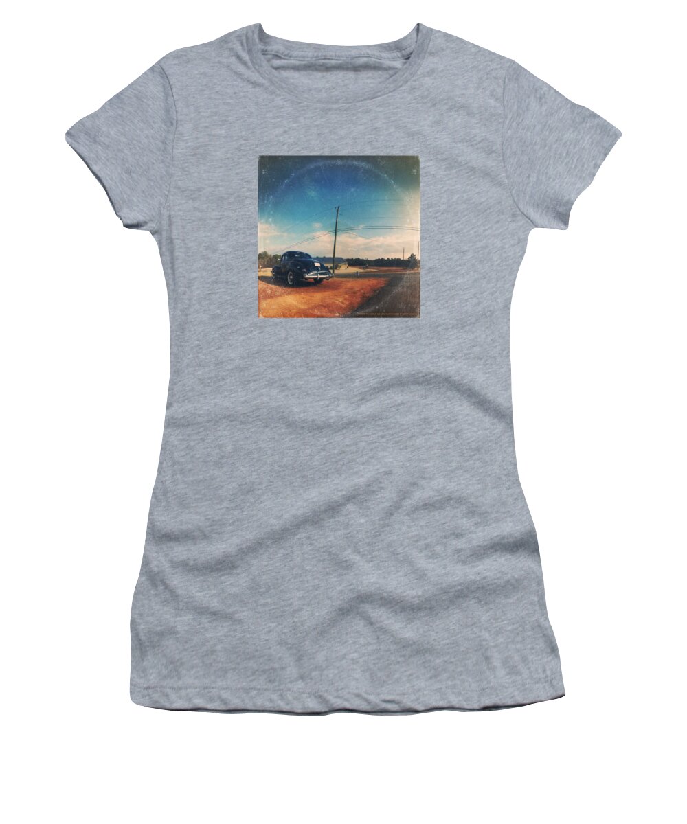 Landscape Women's T-Shirt featuring the photograph Roadside Classic - America As Vintage Album Art by Little Bunny Sunshine