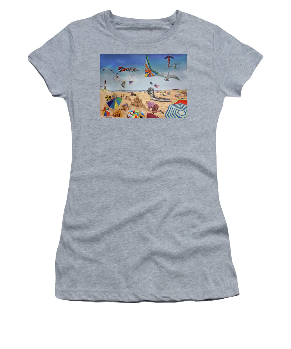 Robert Moses Beach Women's T-Shirt featuring the painting Robert Moses Beach by Bonnie Siracusa