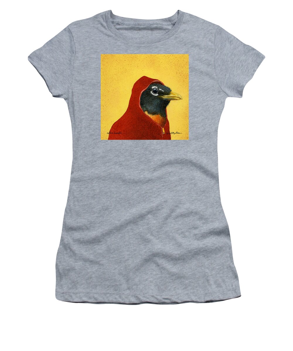 Will Bullas Women's T-Shirt featuring the painting Robin Hoodie... by Will Bullas