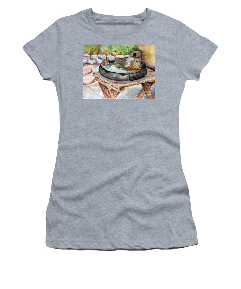 Fountain Women's T-Shirt featuring the painting Rock Fountain by Vicki Housel