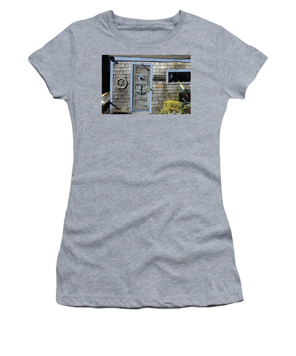 Fishing Women's T-Shirt featuring the photograph Rockport Fishing Shack by Lou Ford