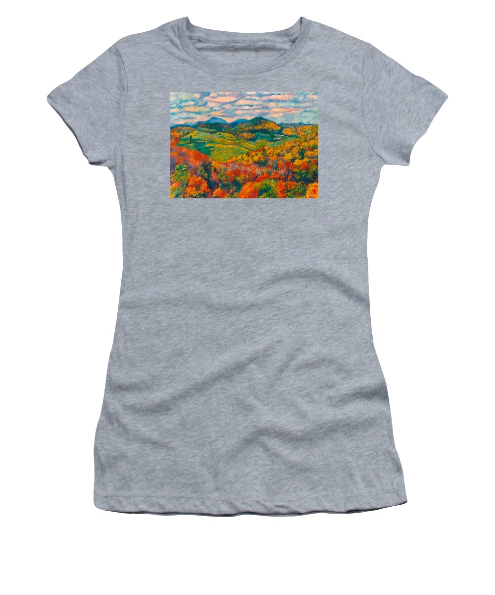 Rocky Knob Women's T-Shirt featuring the painting Rocky Knob in Fall by Kendall Kessler