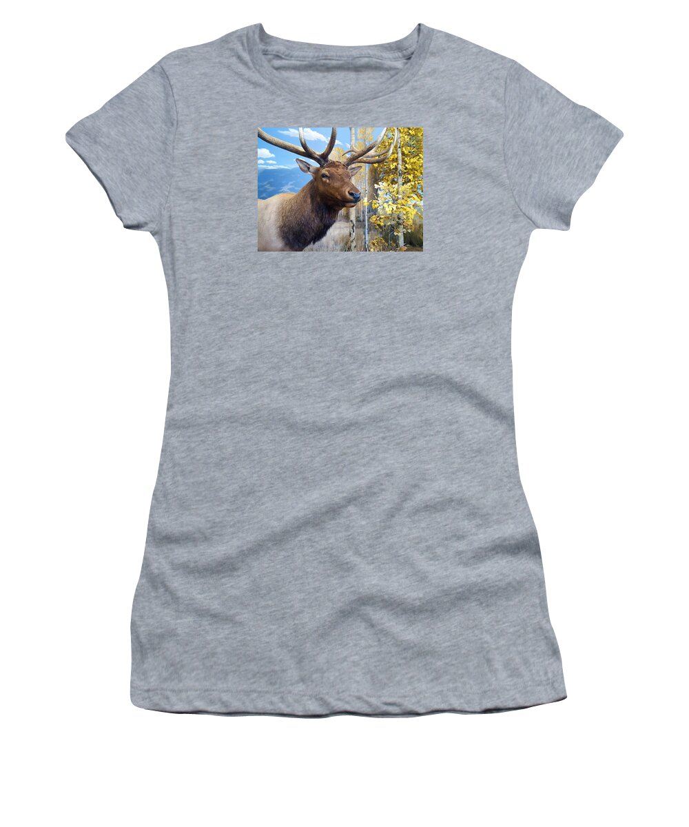 Rocky Mountain Elk Women's T-Shirt featuring the photograph Rocky Mountain Elk by Karon Melillo DeVega