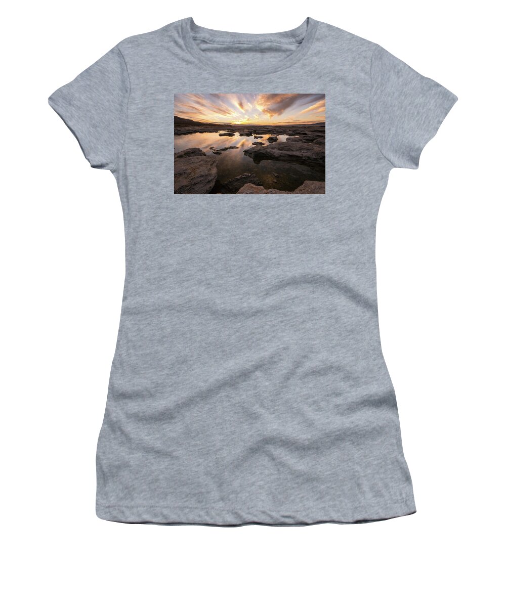 Utah Lake Women's T-Shirt featuring the photograph Rocky Shores of Utah Lake by Wesley Aston