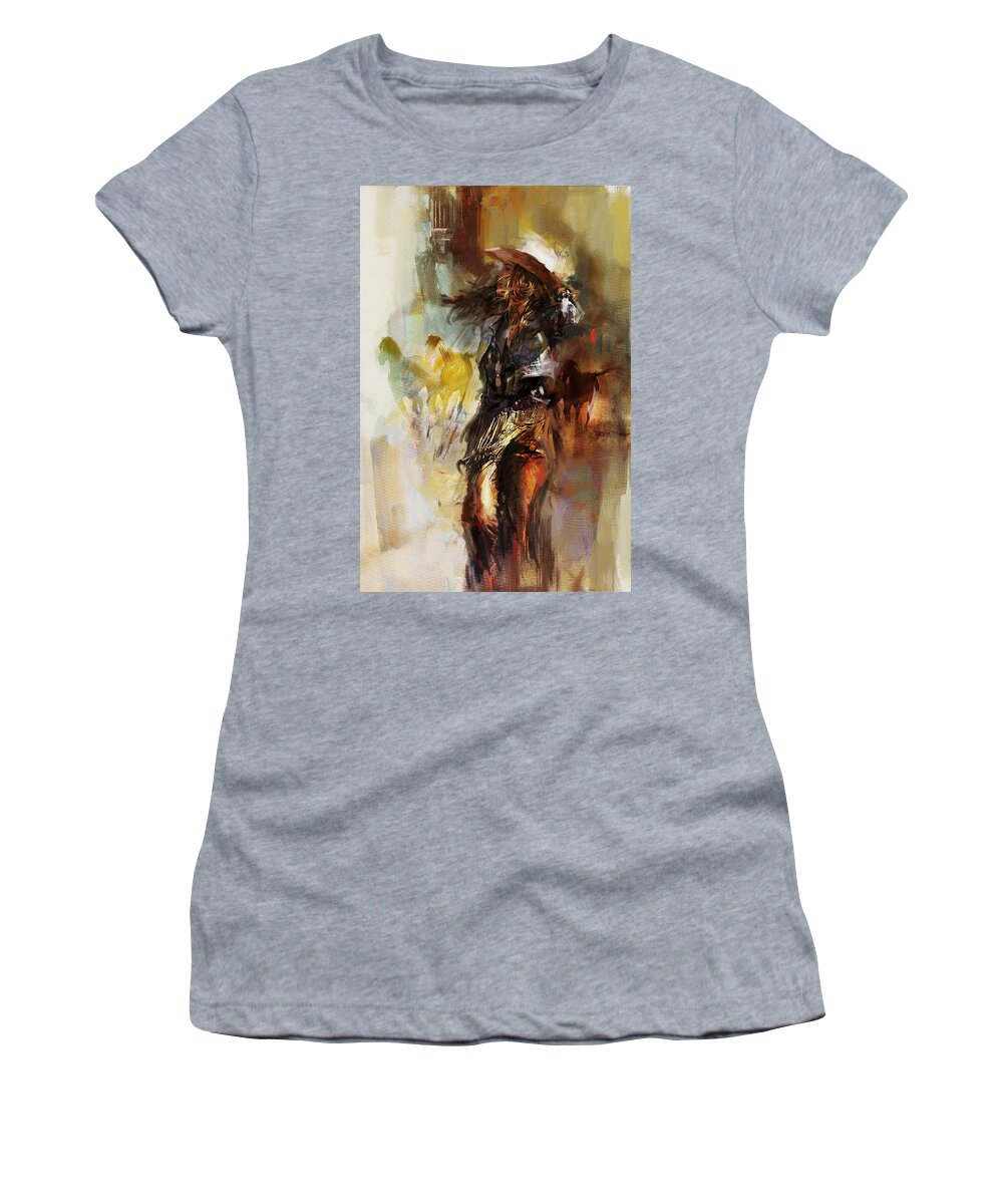 Rodeo Women's T-Shirt featuring the painting Rodeo 20 by Maryam Mughal