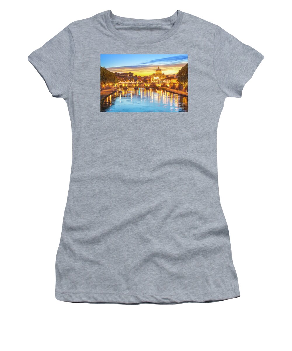 Rome Women's T-Shirt featuring the photograph Rome at twilight by Benny Marty