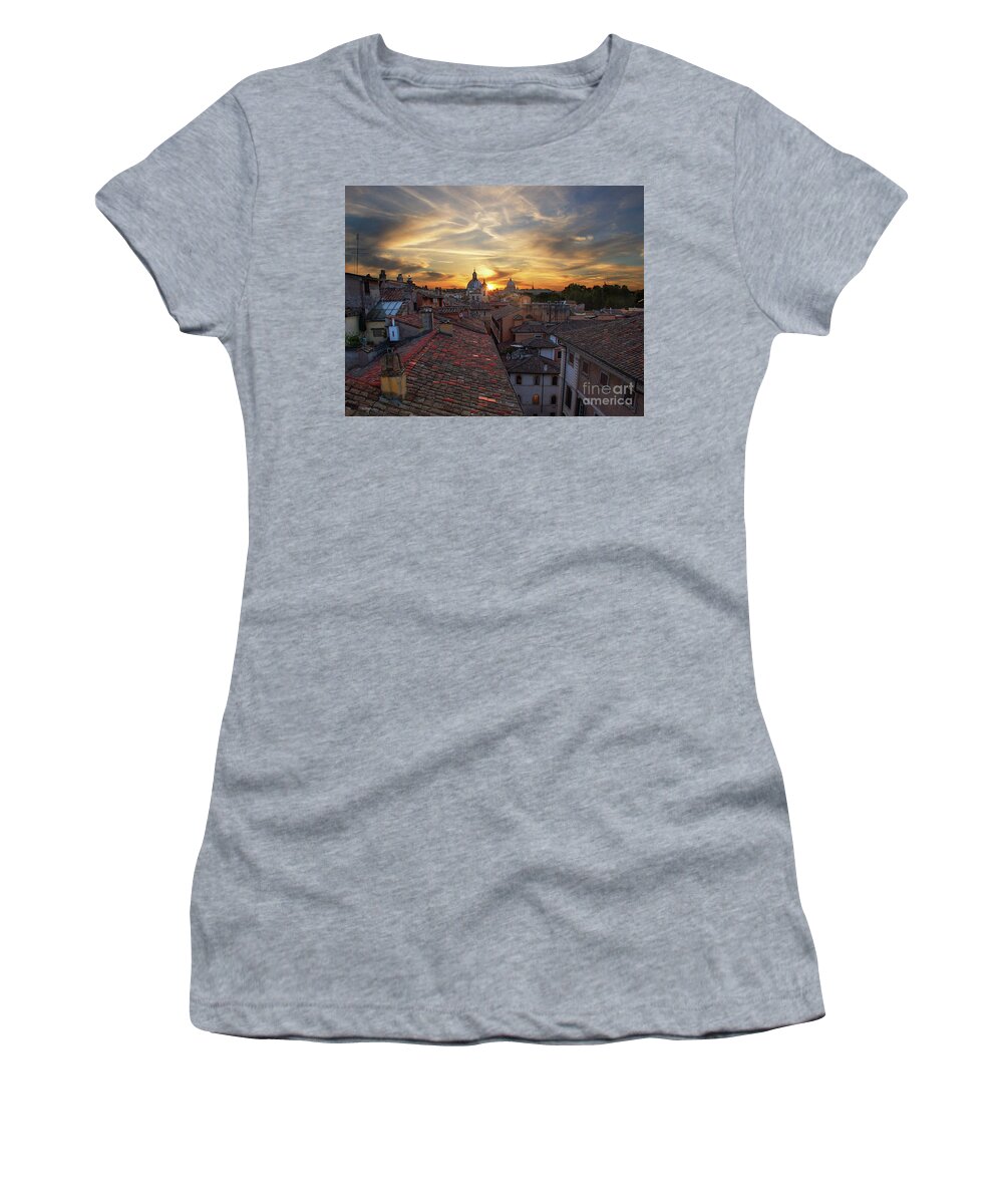Sunset In Rome Women's T-Shirt featuring the photograph Rome Sunset by Maria Rabinky