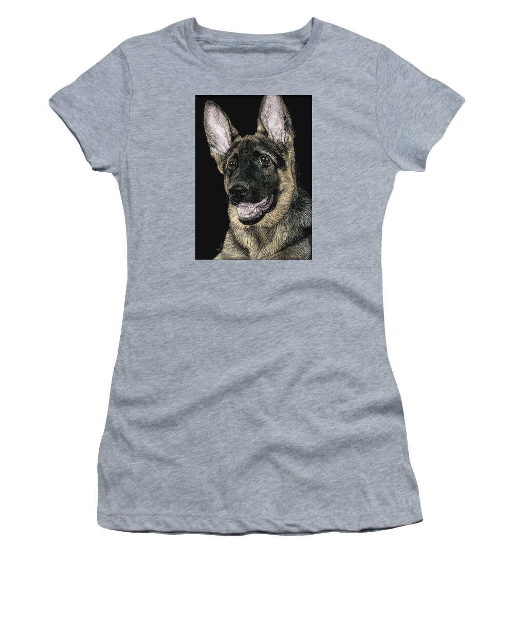 Dog Women's T-Shirt featuring the drawing Rommel by Ann Ranlett