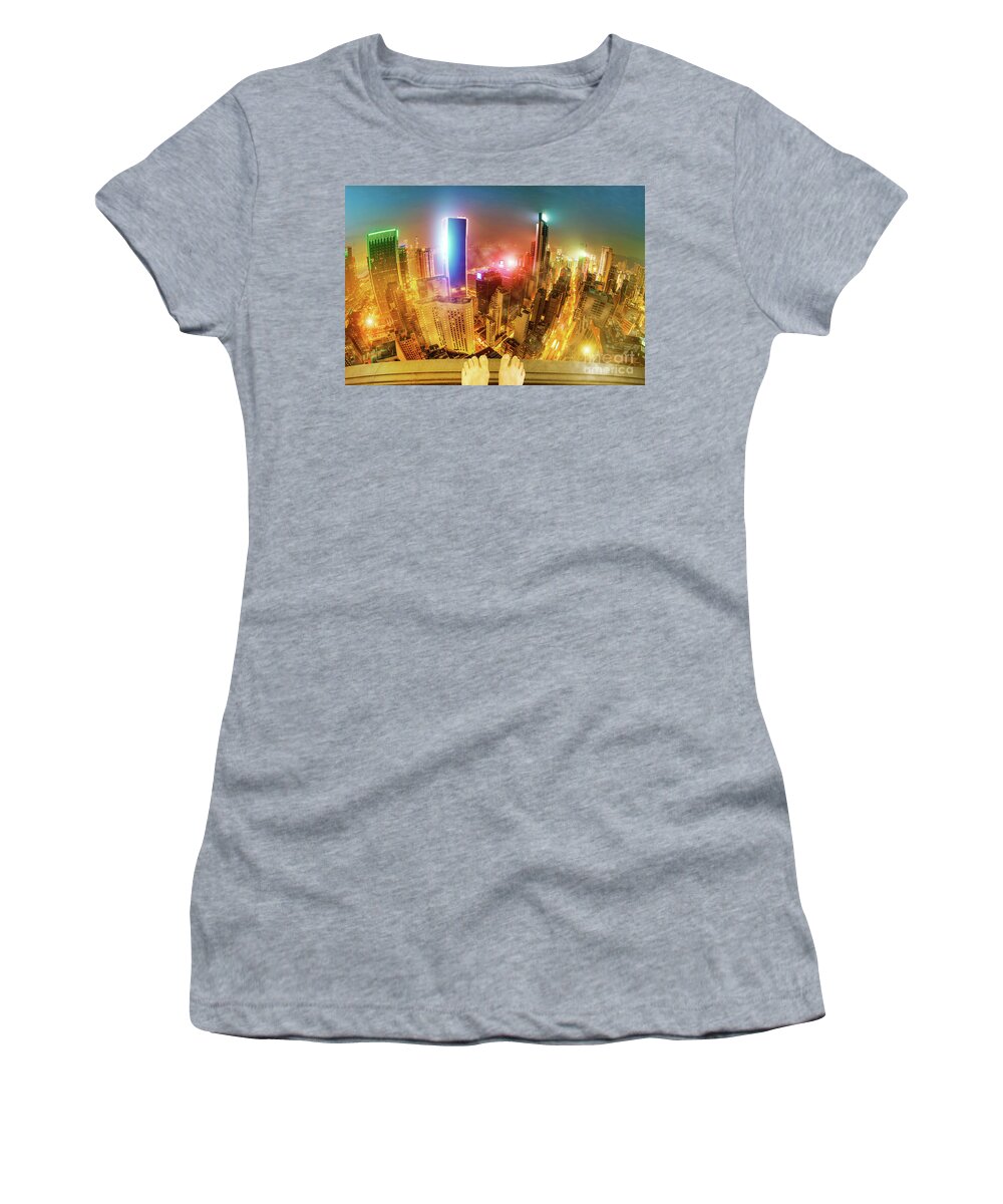 Suicide Women's T-Shirt featuring the photograph Roof Suicide Jumping by Benny Marty