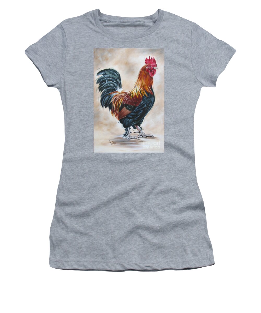 Rooster Women's T-Shirt featuring the painting Rooster 20 of 10 by Ilse Kleyn