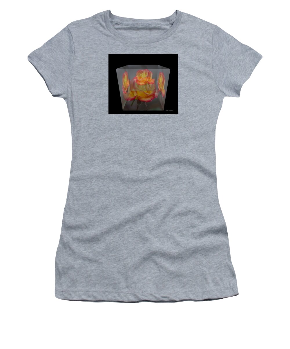Rose Blocklovely Looking Flower Women's T-Shirt featuring the photograph Rose Block by Debra   Vatalaro