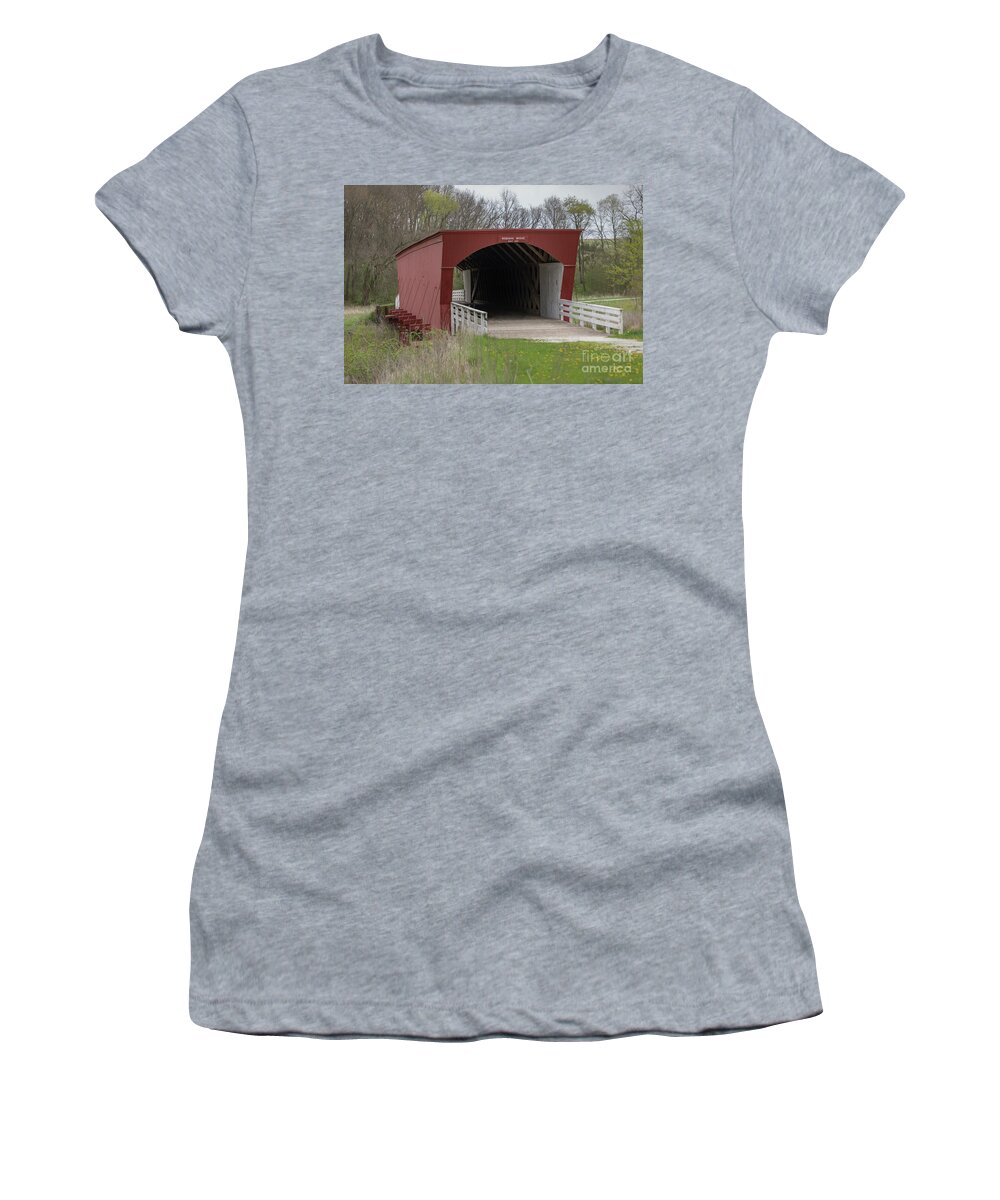 Architecture Women's T-Shirt featuring the photograph Roseman Covered Bridge - Madison County - Iowa by Teresa Wilson