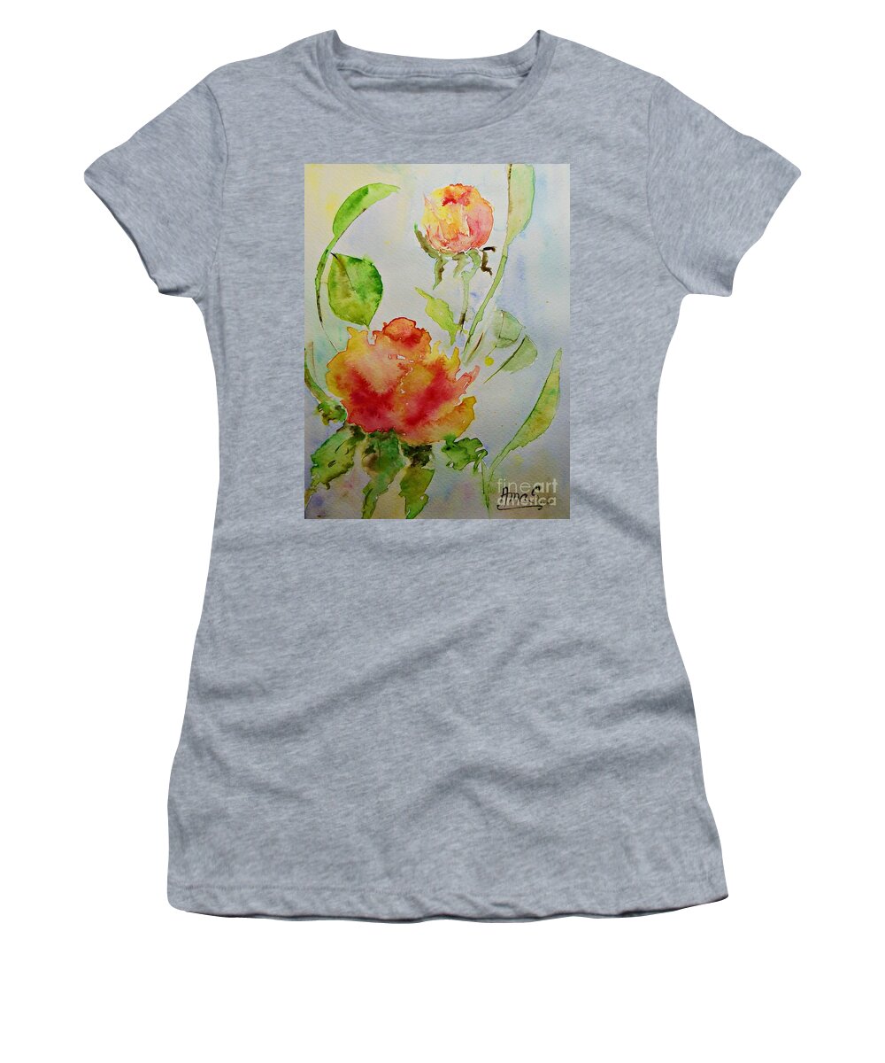 Rose Women's T-Shirt featuring the painting Roses by Amalia Suruceanu