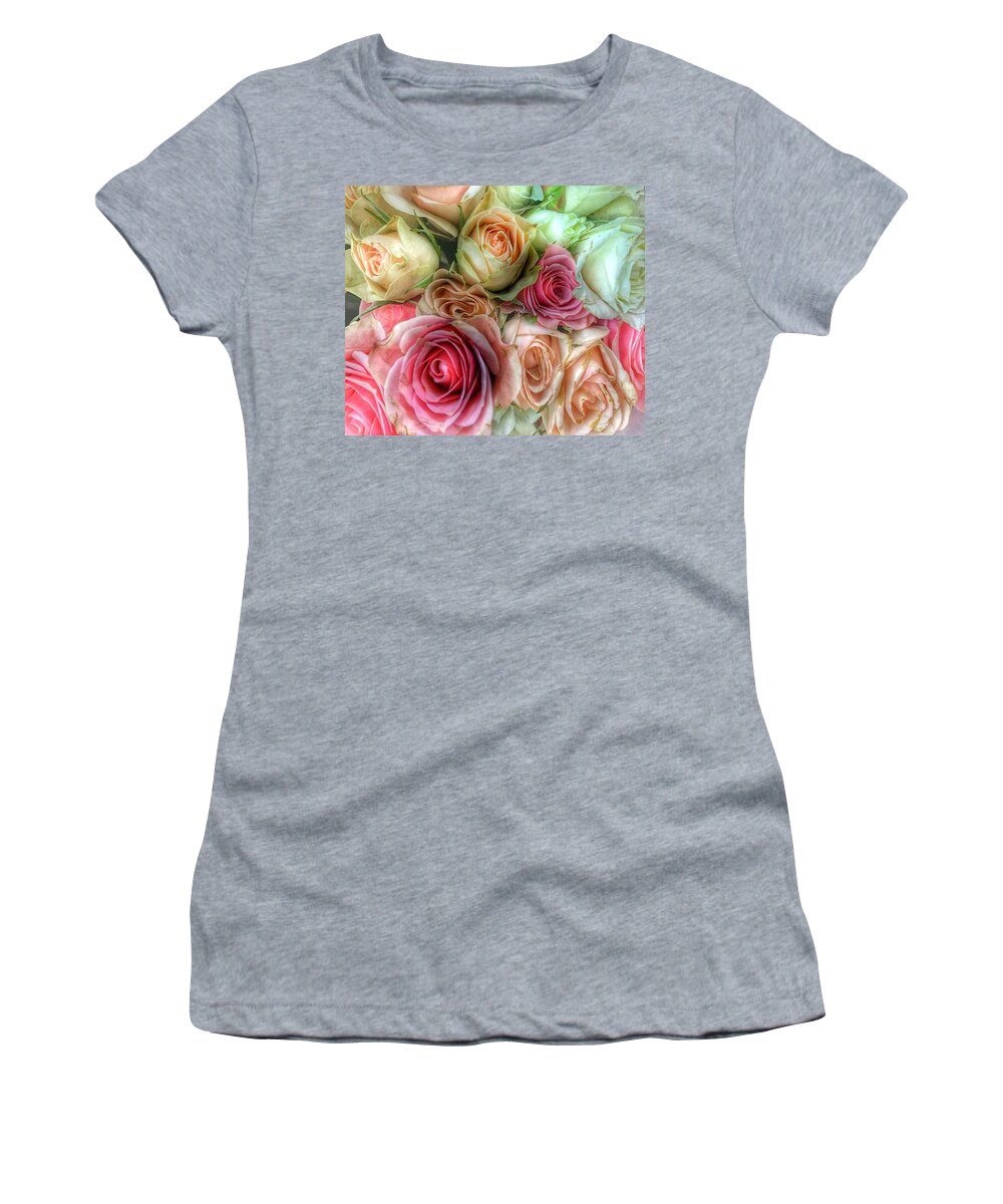 Roses Women's T-Shirt featuring the photograph Roses- Pink and Cream by Marianna Mills