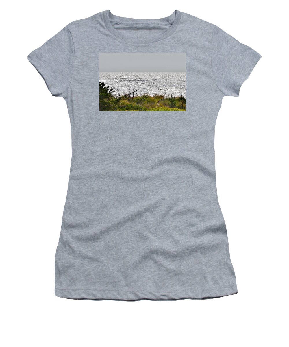 Beach Women's T-Shirt featuring the photograph Rough Seas - Delaware State Park by Kim Bemis
