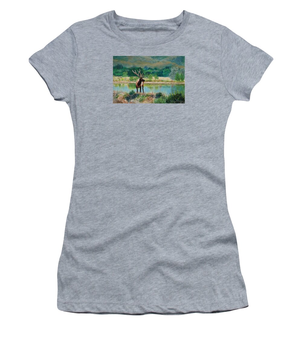 Elk Women's T-Shirt featuring the painting Royal Velvet by Mary Benke