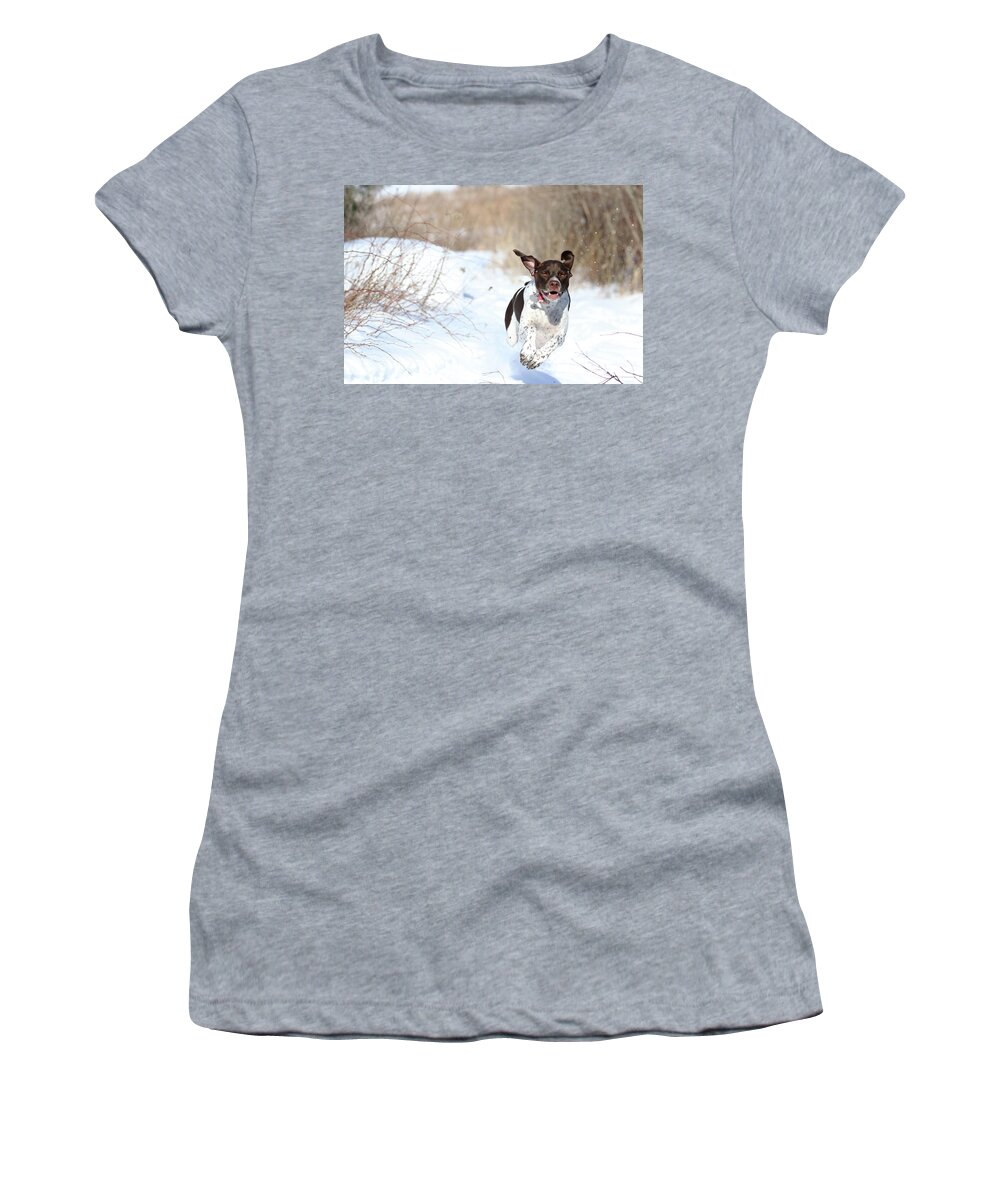 German Shorthaired Pointer Women's T-Shirt featuring the photograph Run Millie Run by Brook Burling