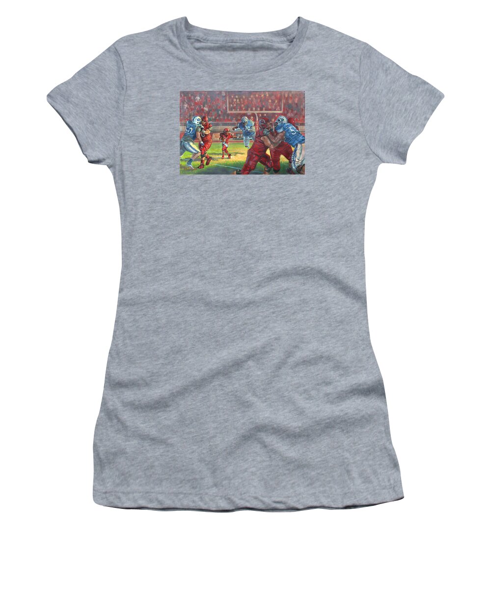 Jeffrey V Brimley Women's T-Shirt featuring the painting Running Courage by Jeff Brimley