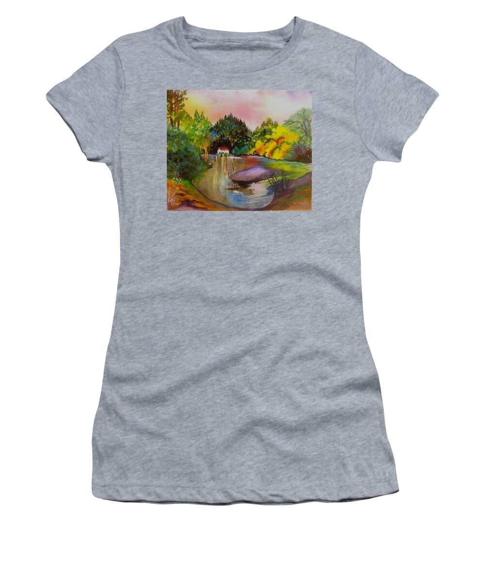 Landscape Russian River Women's T-Shirt featuring the painting Russian River Dream by Esther Woods