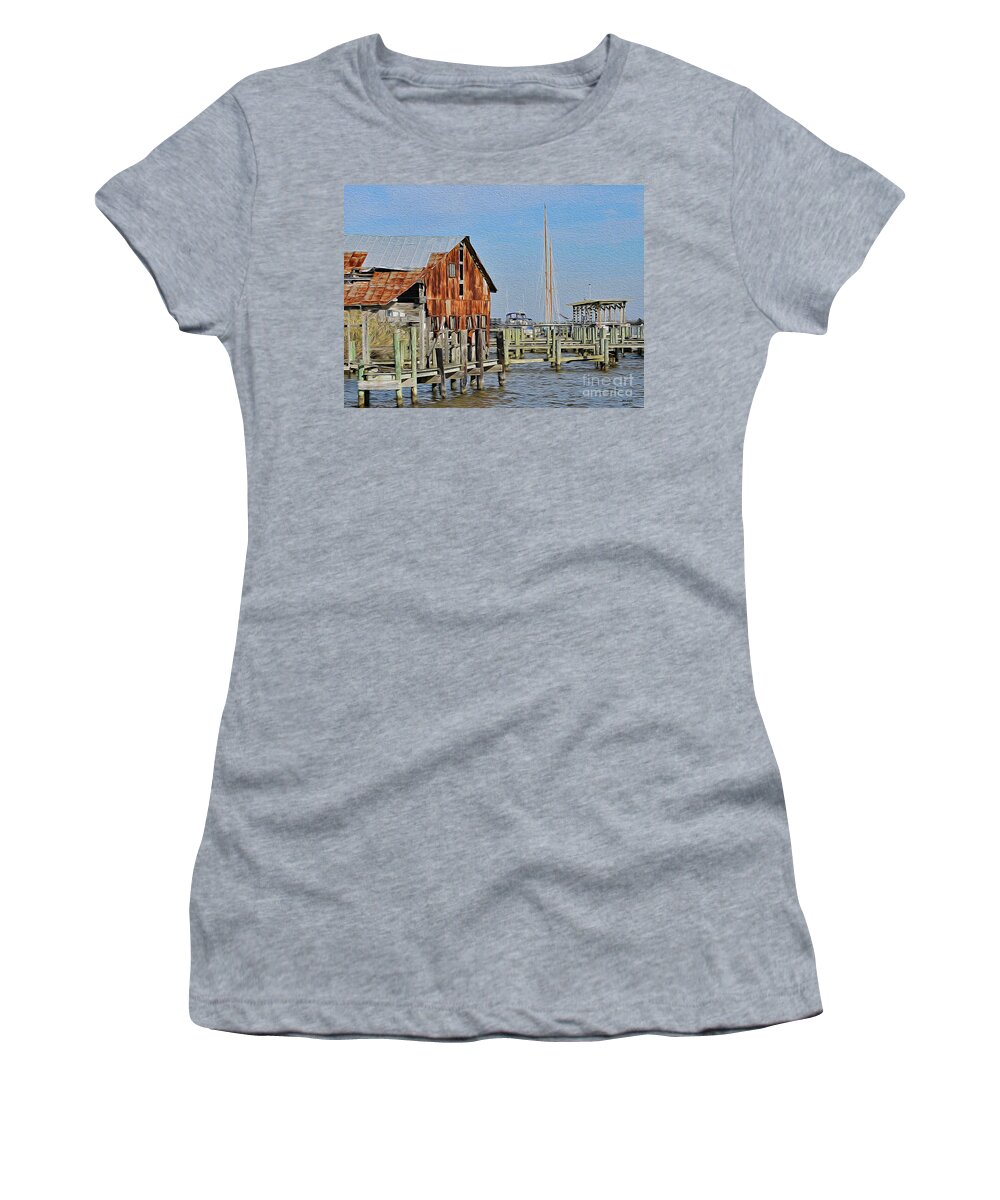 Art Women's T-Shirt featuring the painting Rusted But Still Standing In Apalachicola by DB Hayes