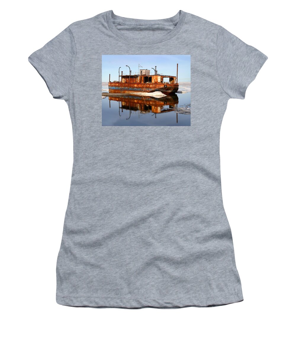Boat Women's T-Shirt featuring the photograph Rusty Barge by Anthony Jones