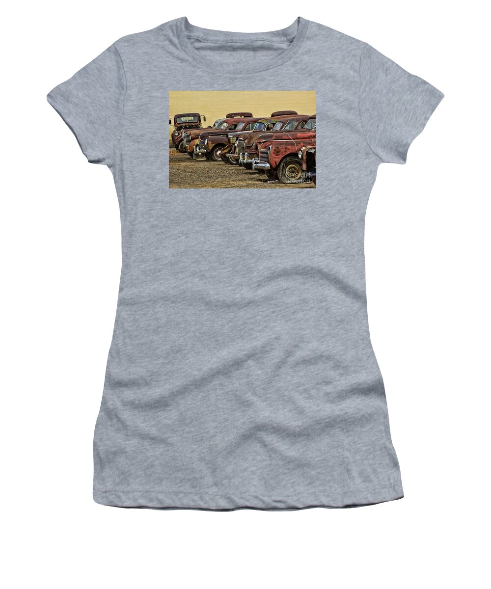 Cars. Vehicles Women's T-Shirt featuring the photograph Rusty Row by Steven Parker