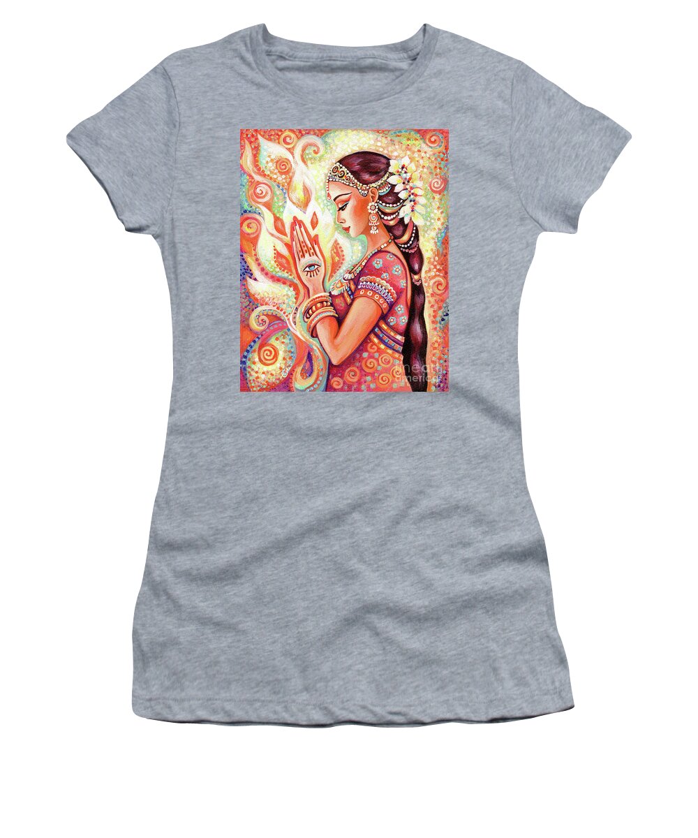 Indian Dancer Women's T-Shirt featuring the painting Sacred Pray by Eva Campbell