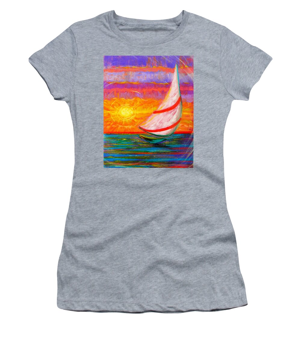 Sailboat Women's T-Shirt featuring the painting Sailaway by Jeanette Jarmon