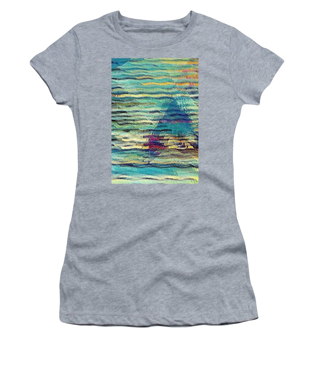 Blue Women's T-Shirt featuring the digital art Sailing at Sunrise by David Manlove