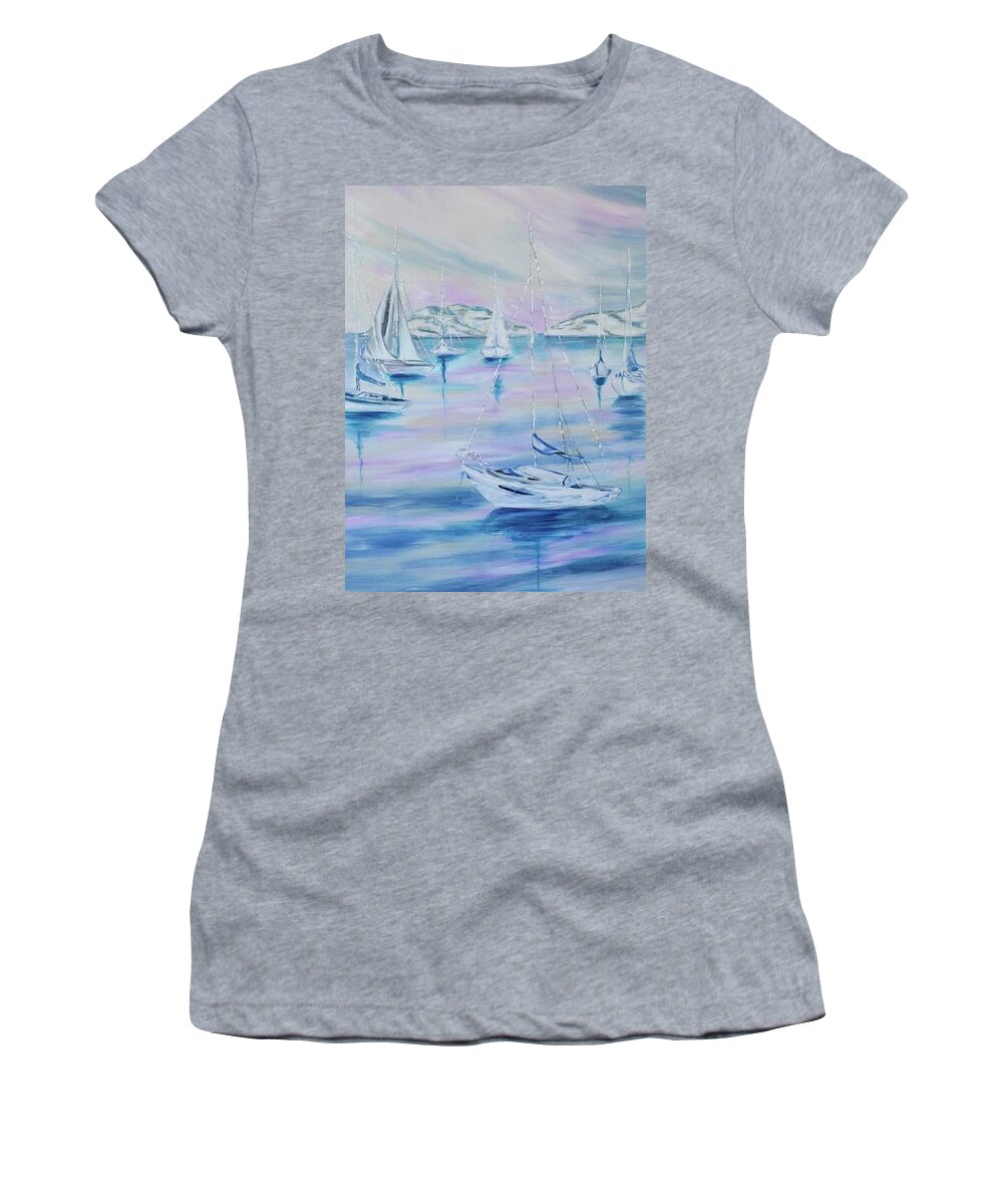 Sailing Women's T-Shirt featuring the painting Sailing by Debi Starr