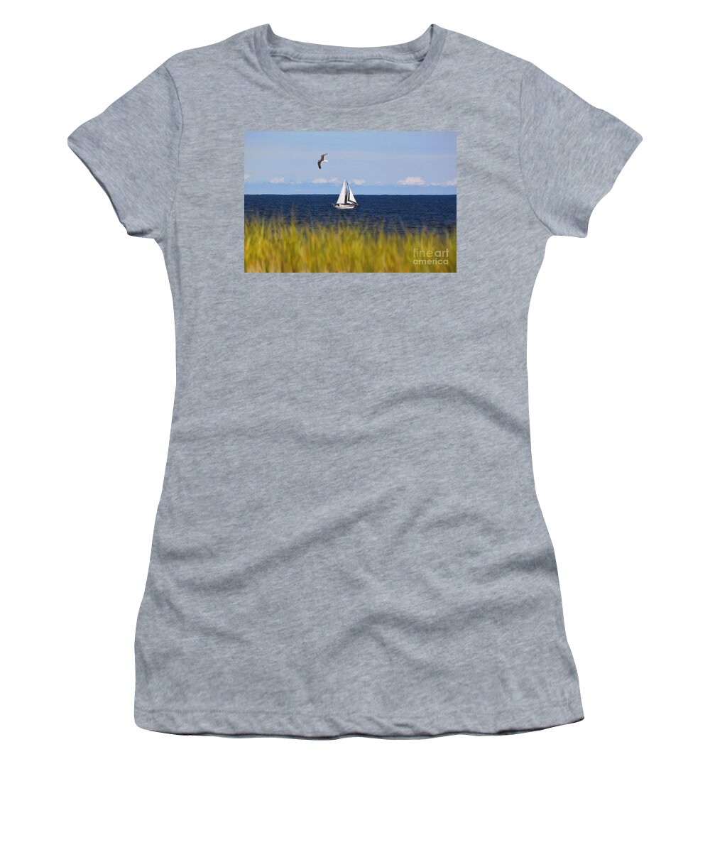 Boat Women's T-Shirt featuring the photograph Sailing on Long Beach Island by Jeff Breiman