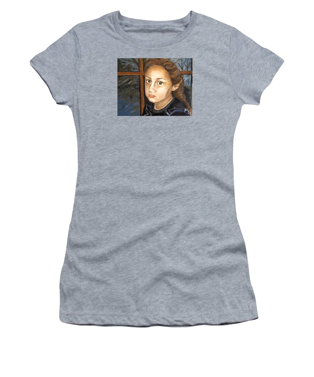 Portrait Women's T-Shirt featuring the painting Sakora by Alexandria Weaselwise Busen