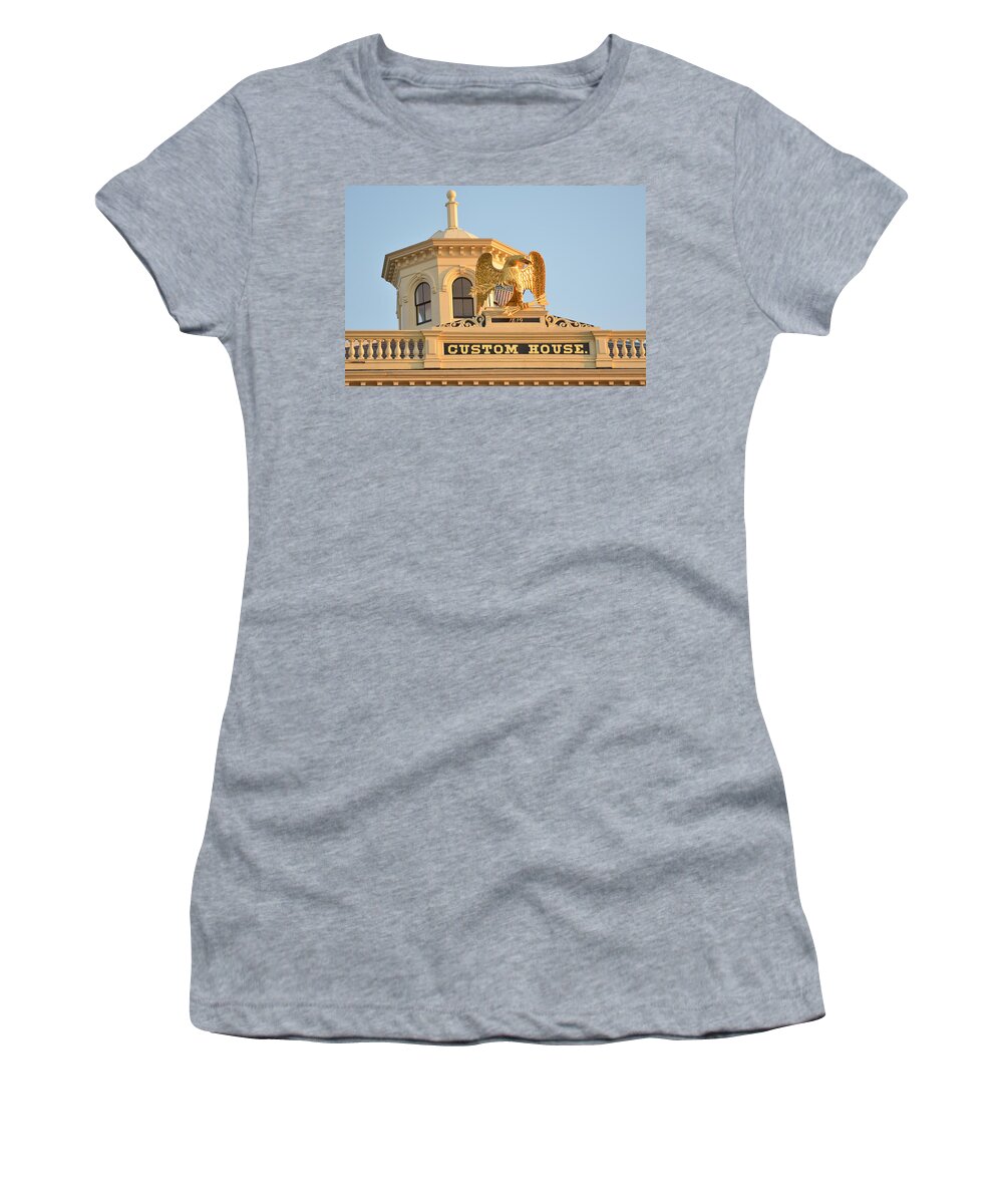 Salem Women's T-Shirt featuring the photograph Salem MA Custom House Eagle by Toby McGuire