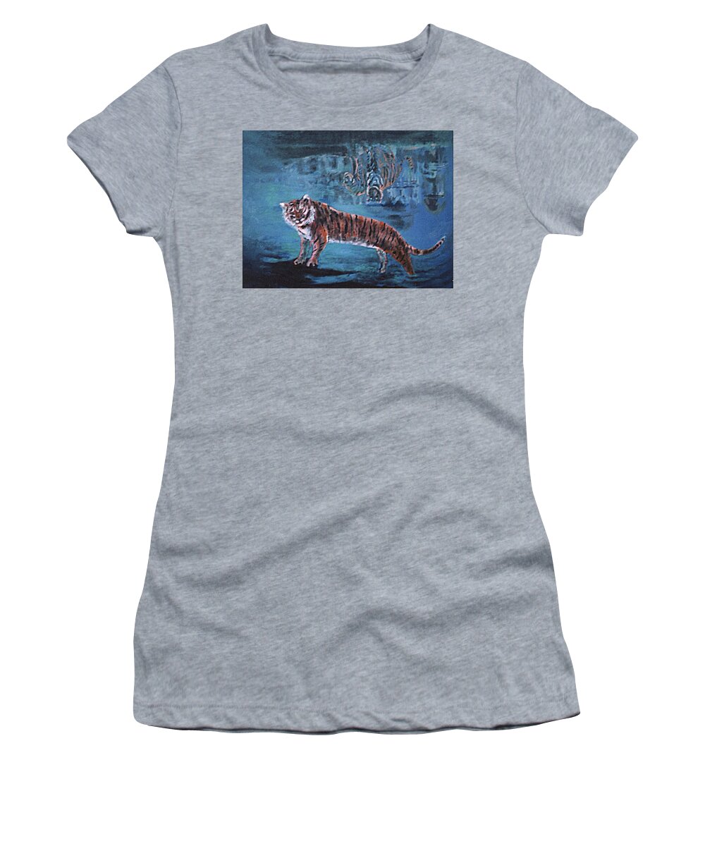 Tiger Women's T-Shirt featuring the painting Salvato dalle acque by Enrico Garff