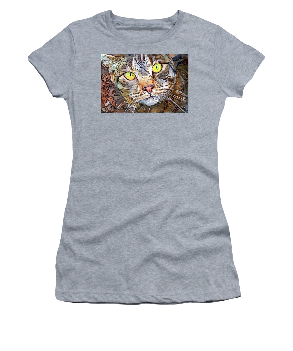 Tabby Cat Women's T-Shirt featuring the digital art Sam the Brown Tabby Cat by Peggy Collins