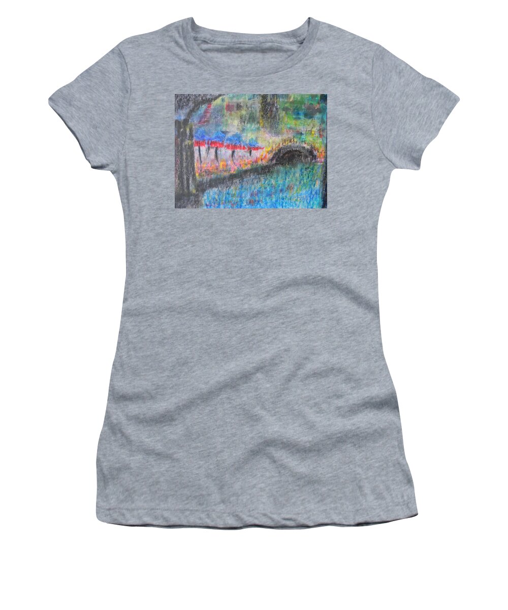 San Antonio Women's T-Shirt featuring the painting San Antonio By the River I by Marwan George Khoury