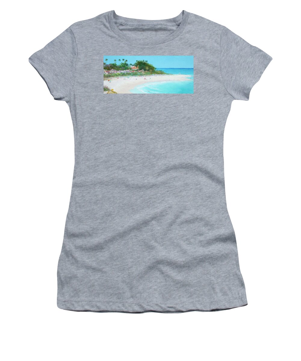 San Clemente Beach Women's T-Shirt featuring the painting San Clemente Beach Panorama by Jan Matson