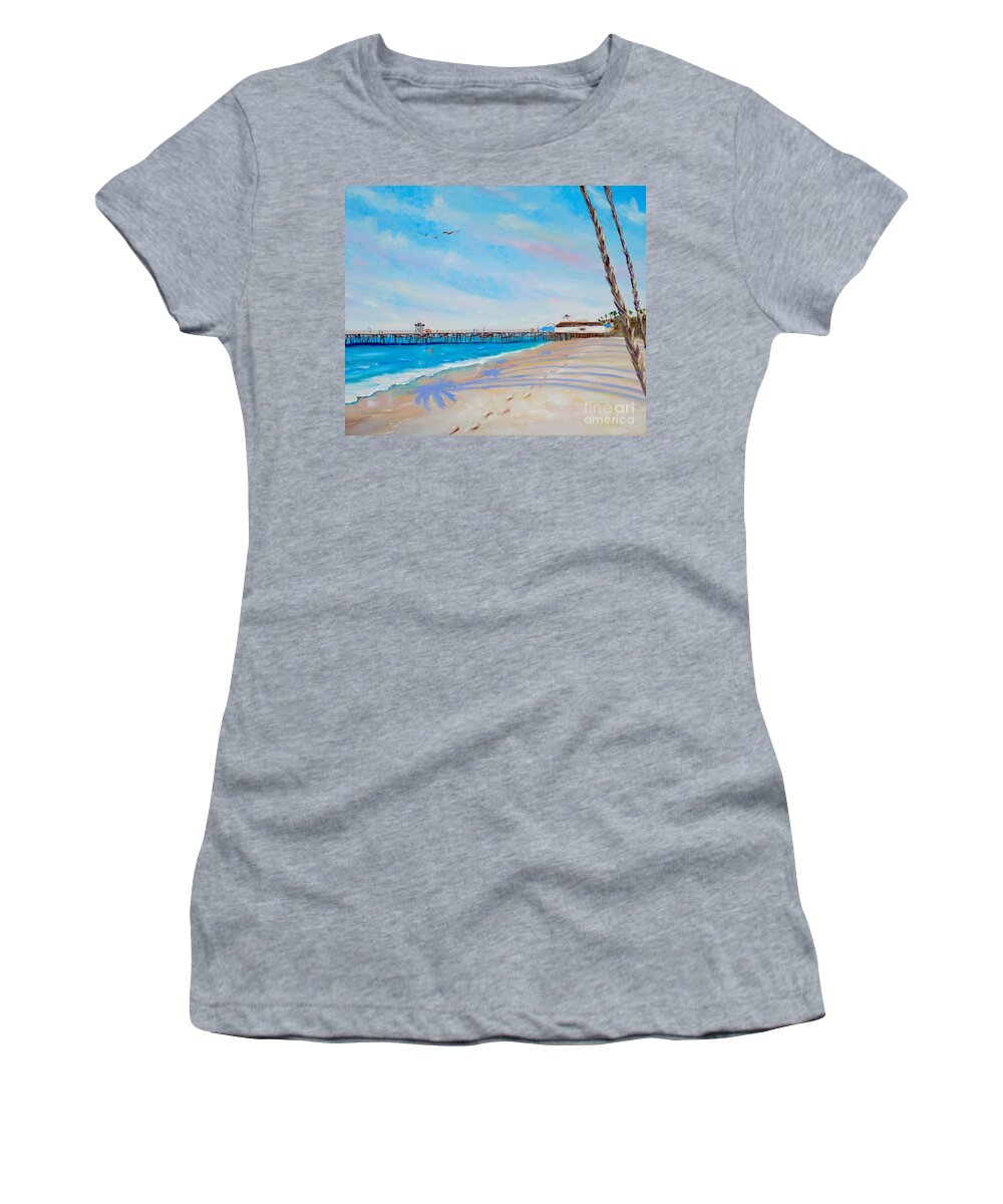 San Clemente Women's T-Shirt featuring the painting San Clemente Walk by Mary Scott
