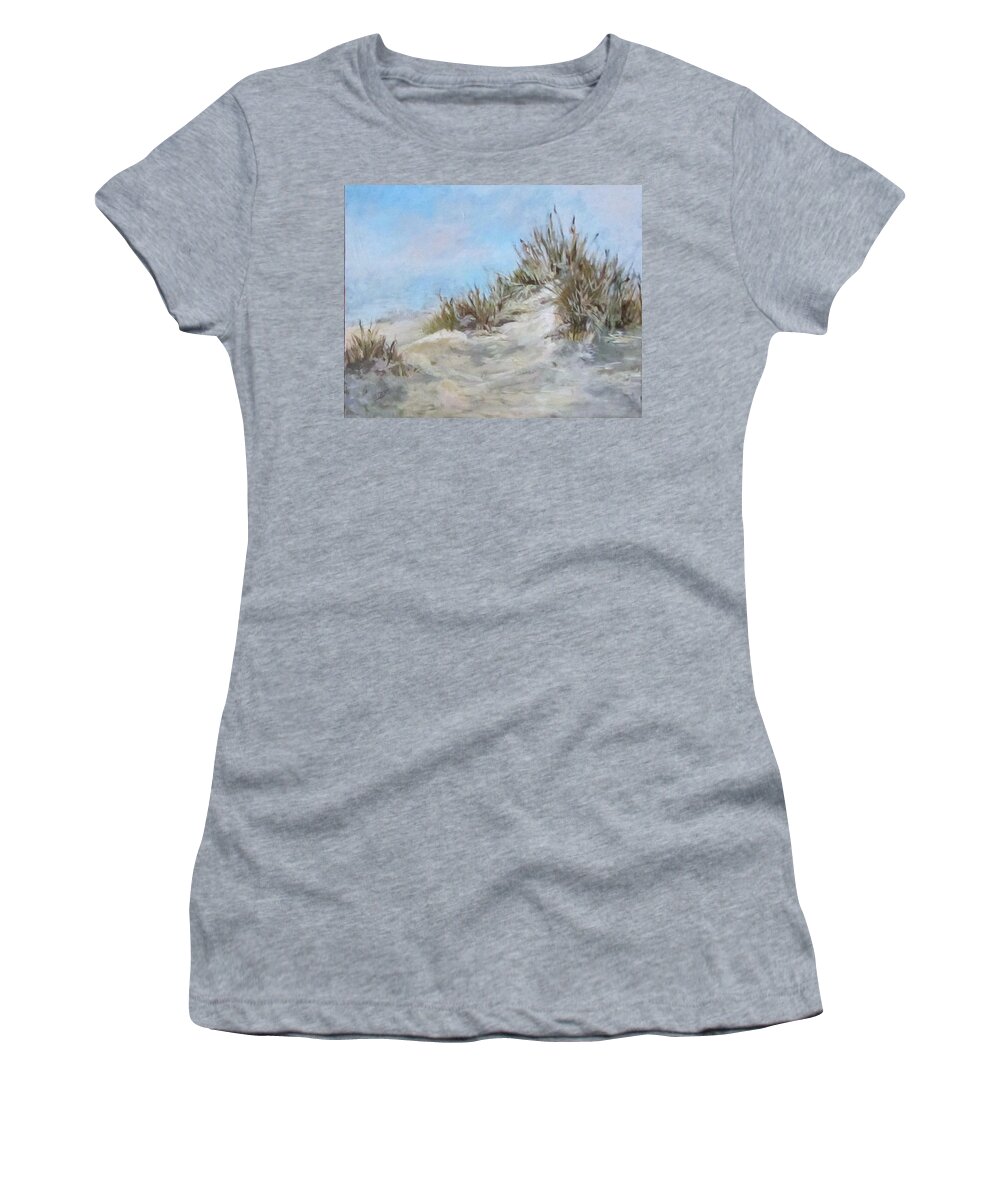 Landscape Women's T-Shirt featuring the painting Sand Dunes and Salty Air by Barbara O'Toole