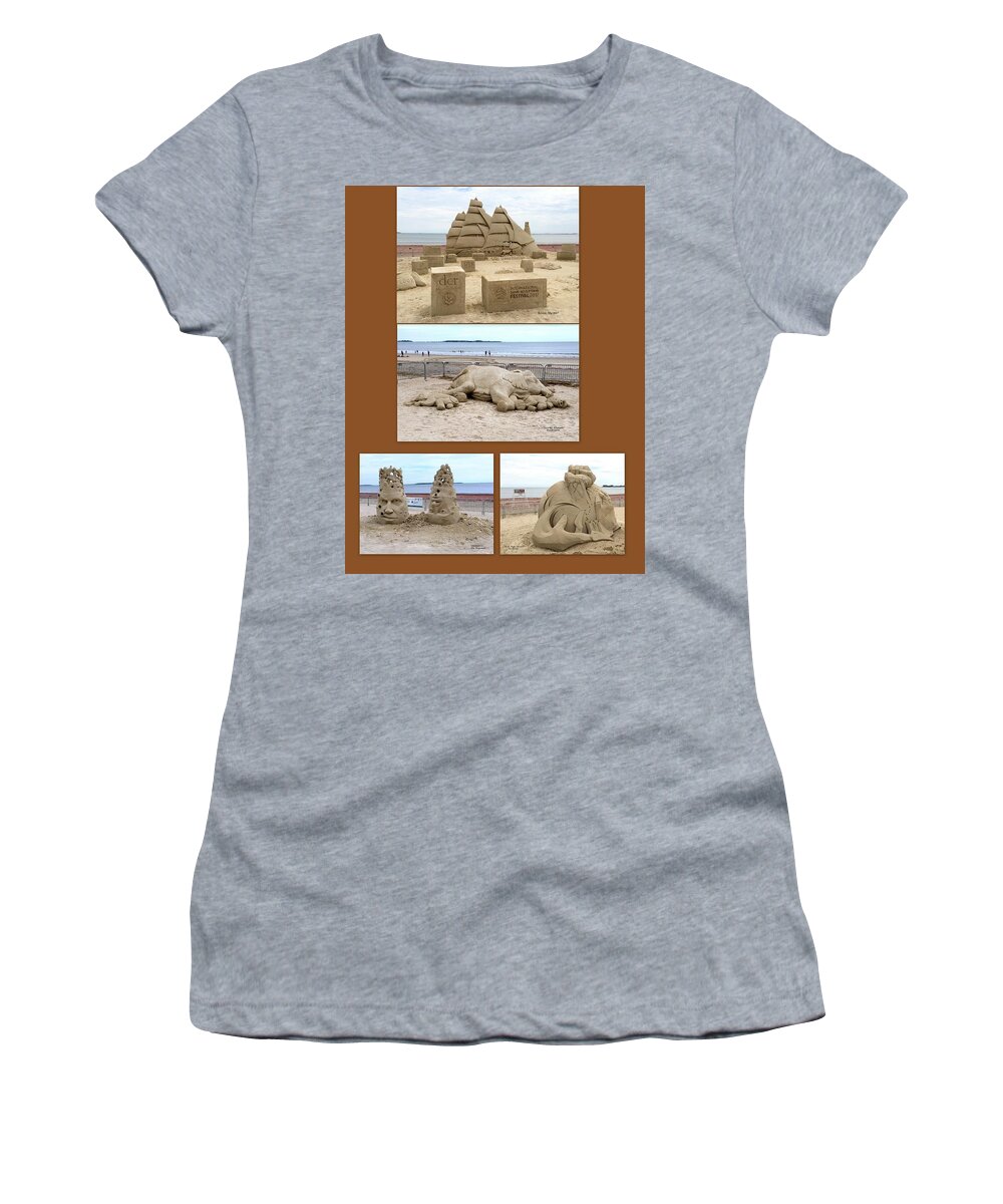 Sand Women's T-Shirt featuring the photograph Sand Sculpture Collage by Caroline Stella
